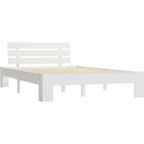 INLIFE Cadre de lit Blanc Bois de pin massif 140 x 200 cm