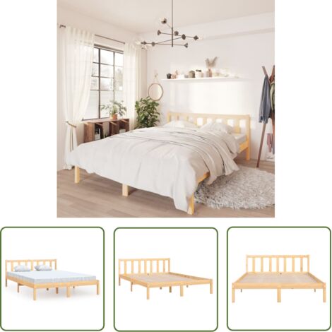 INLIFE Cadre de lit Bois de pin massif 140x200 cm