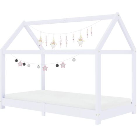 INLIFE Cadre de lit d'enfant Blanc Bois de pin massif 70x140 cm