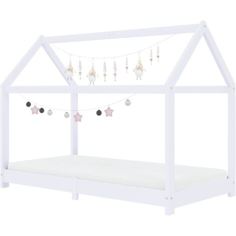 INLIFE Cadre de lit d'enfant Blanc Bois de pin massif 80x160 cm