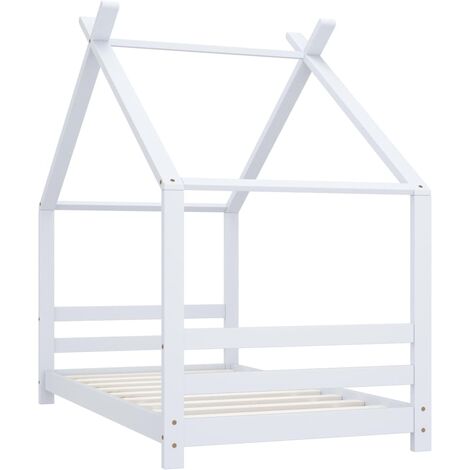 INLIFE Cadre de lit d'enfant Blanc Bois de pin massif 80x160 cm