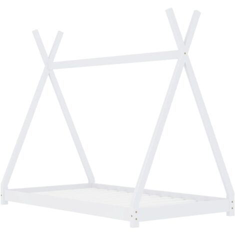 INLIFE Cadre de lit d'enfant Blanc Bois de pin massif 90 x 200 cm