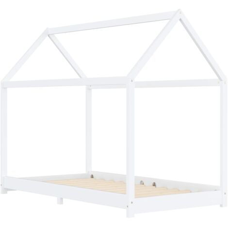 INLIFE Cadre de lit d'enfant Blanc Bois de pin massif 90 x 200 cm