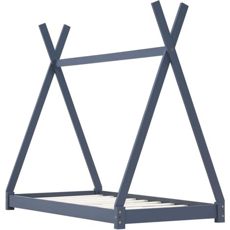 INLIFE Cadre de lit d'enfant Gris Bois de pin massif 70x140 cm