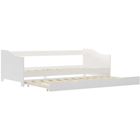 INLIFE Cadre de lit extensible Blanc Bois de pin 90x200 cm