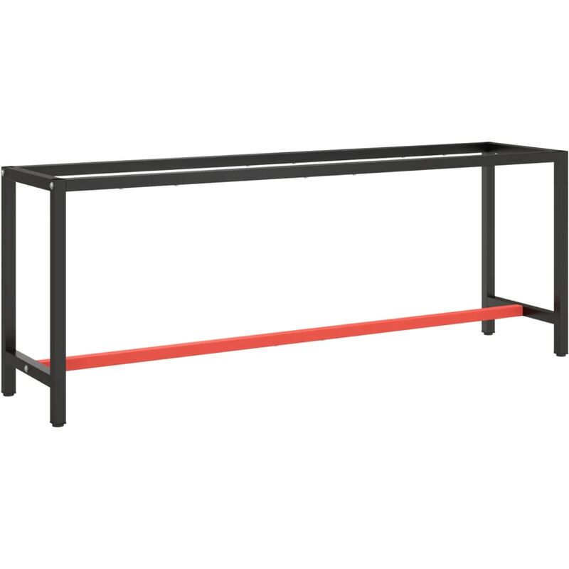 INLIFE Cadre banc de travail Noir mat et rouge mat 210x50x79 cm Métal