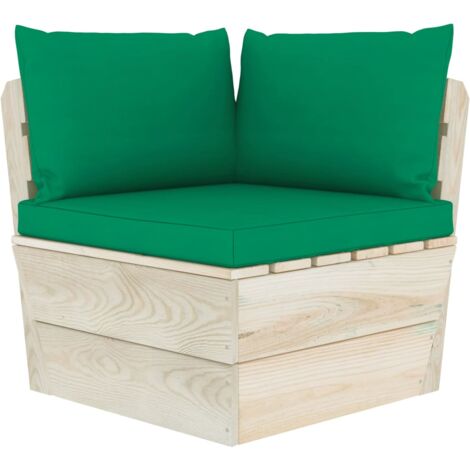 INLIFE Canapé d'angle palette de jardin avec coussins Épicéa imprégné