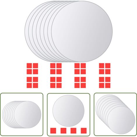 INLIFE Carreau de miroir 8 pcs Rond Verre