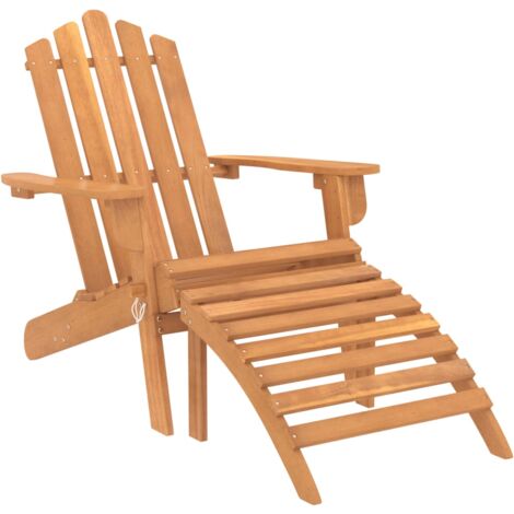 INLIFE Chaise de jardin Adirondack et repose-pied Bois d'acacia massif