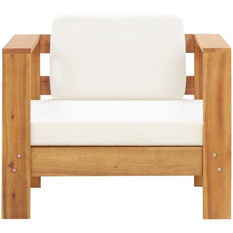 INLIFE Chaise de jardin avec coussin Crème Bois d'acacia solide