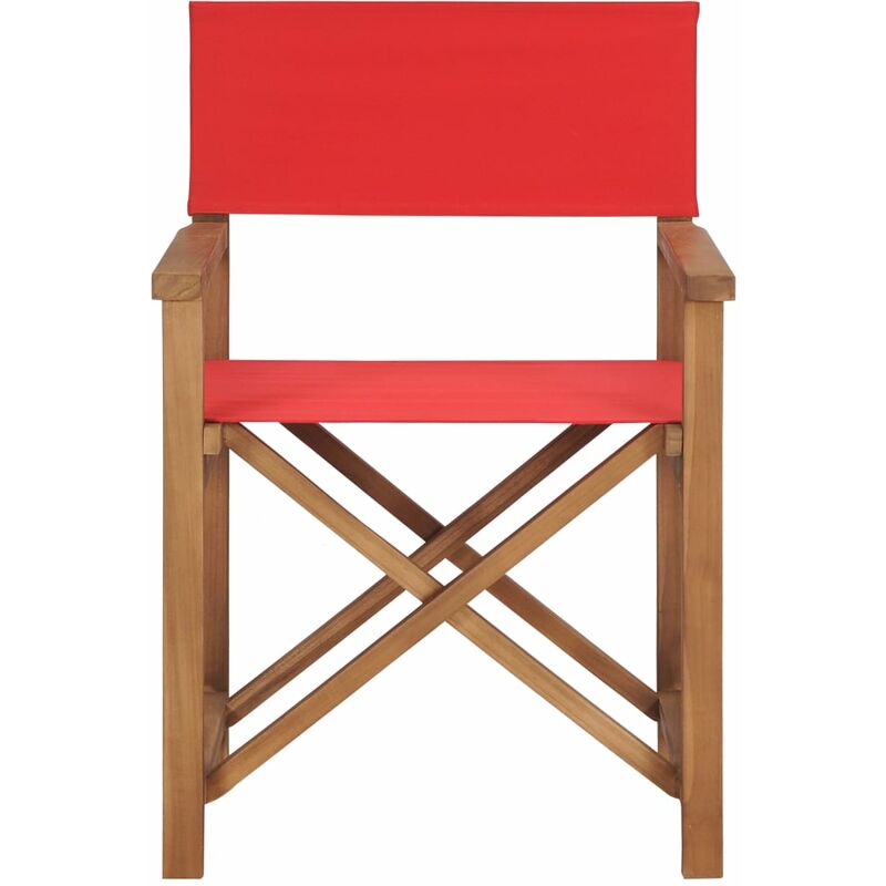 Chaise de metteur en scène Bois de teck solide Rouge - Inlife