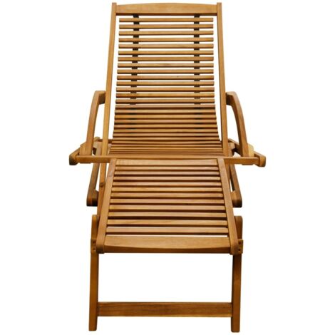 INLIFE Chaise de terrasse avec repose-pied Bois d'acacia solide