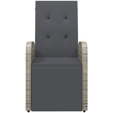 INLIFE Chaise inclinable de jardin et coussin Résine tressée Gris