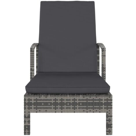 INLIFE Chaise longue avec accoudoirs Résine tressée Gris