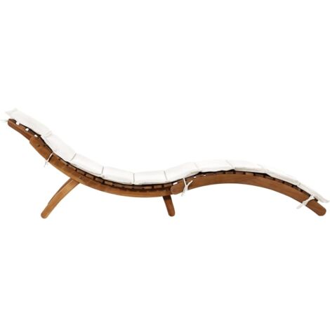 INLIFE Chaise longue avec coussin Bois d'acacia solide Crème