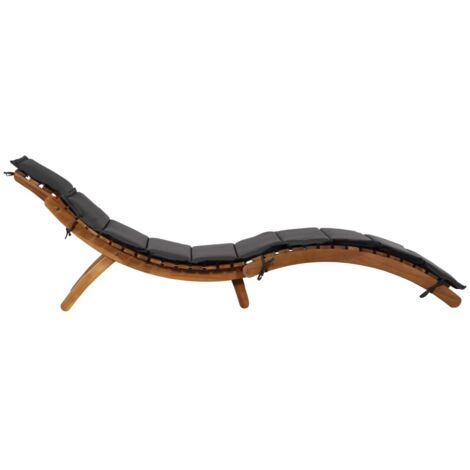 INLIFE Chaise longue avec coussin Bois d'acacia solide Gris foncé