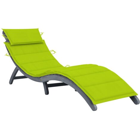 INLIFE Chaise longue avec coussin Gris Bois d'acacia solide
