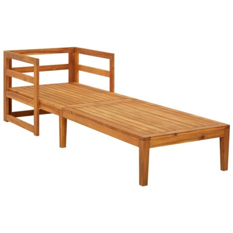 INLIFE Chaise longue avec coussins blanc crème Bois d'acacia solide