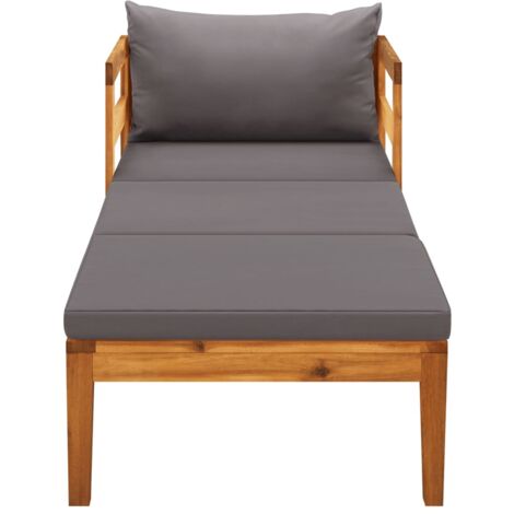INLIFE Chaise longue avec coussins gris foncé Bois d'acacia solide