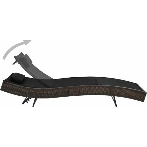 INLIFE Chaise longue avec oreiller Résine tressée Marron