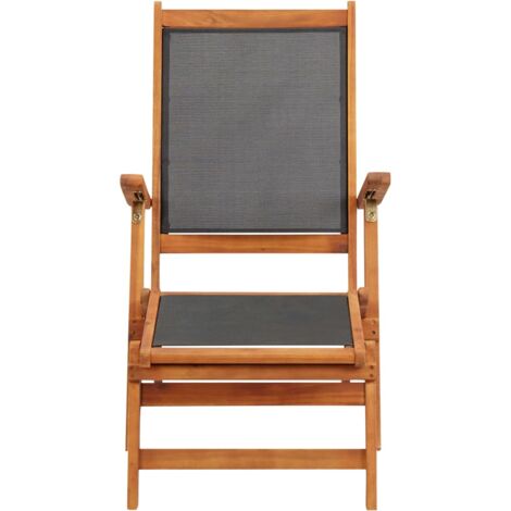 INLIFE Chaise longue Bois d'acacia solide et textilène