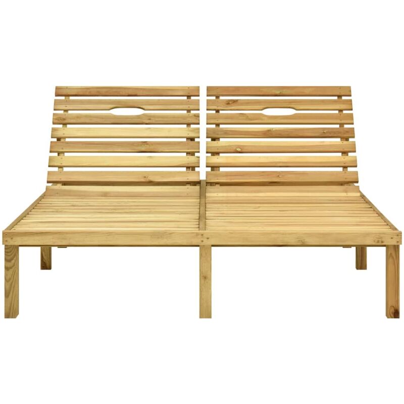 Inlife - Chaise longue double Bois de pin imprégné de vert