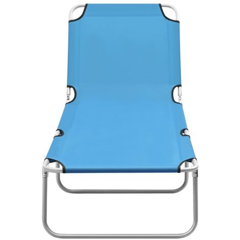 INLIFE Chaise longue pliable Acier et tissu Bleu turquoise