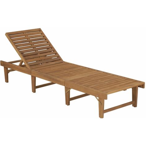 INLIFE Chaise longue pliable avec coussin Bois d'acacia solide