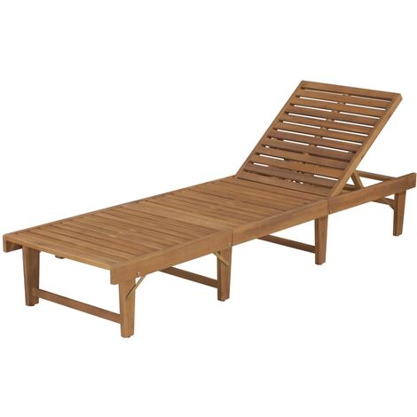 INLIFE Chaise longue pliable Bois d'acacia solide