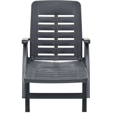 INLIFE Chaise longue pliable Plastique Anthracite
