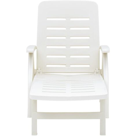 INLIFE Chaise longue pliable Plastique Blanc
