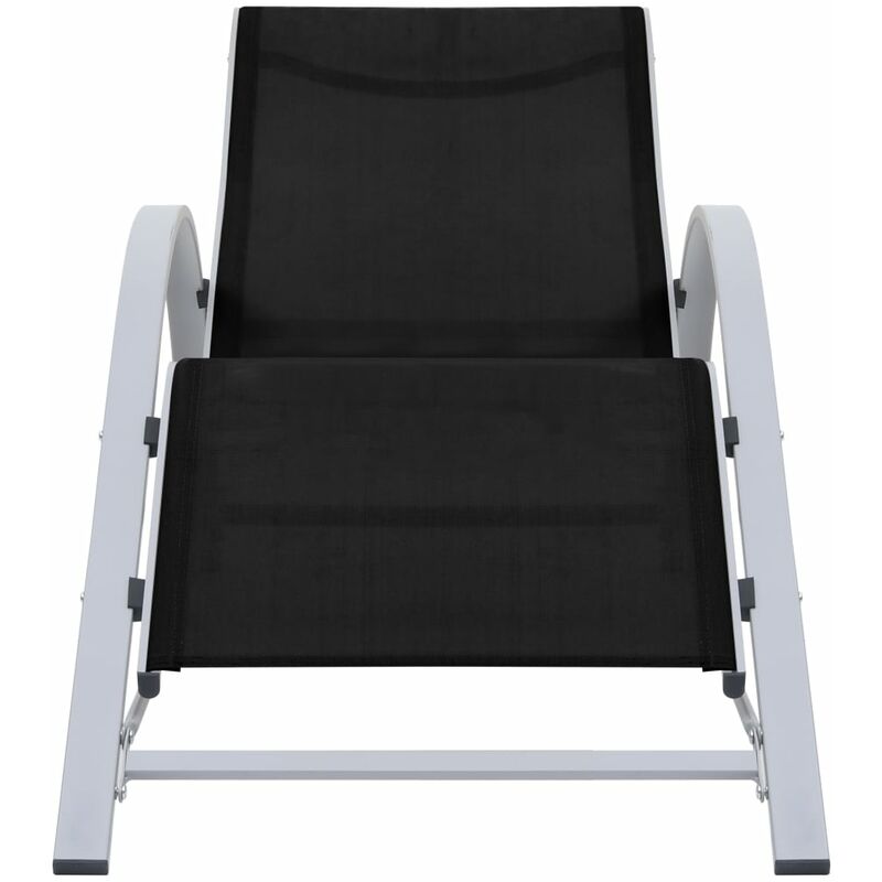 Inlife - Chaise longue Textilène et aluminium Noir