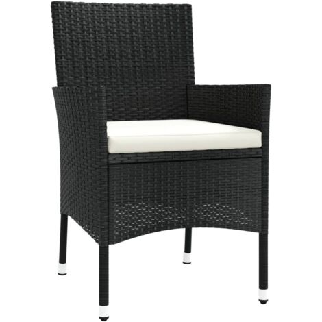INLIFE Chaises de jardin avec coussins 4 pcs Résine tressée Noir