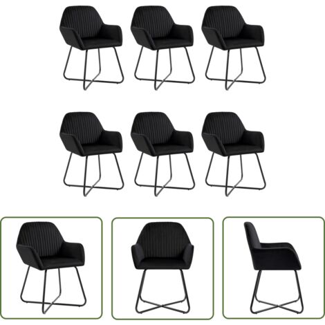 INLIFE Chaises de salle à manger 6 pcs Noir Velours