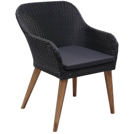 INLIFE Chaises d'extérieur 2 pcs avec coussins Résine tressée Noir