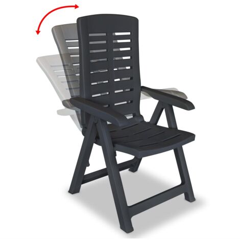 INLIFE Chaises inclinables de jardin 4 pcs Plastique Anthracite