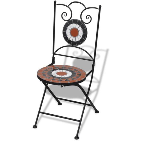 INLIFE Chaises pliables de bistro 2 pcs Céramique Terre cuite et blanc