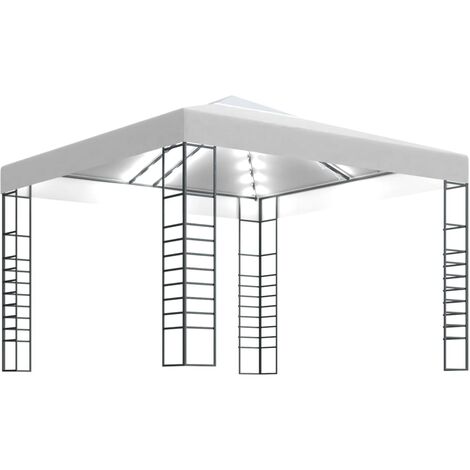 INLIFE Chapiteau de jardin avec guirlande lumineuse à LED 3x3 m Blanc