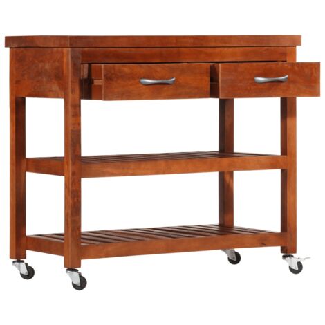 INLIFE Chariot de cuisine 100x48x89 cm Bois d'acacia massif