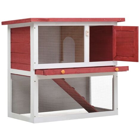 INLIFE Clapier d'extérieur 1 porte Rouge Bois