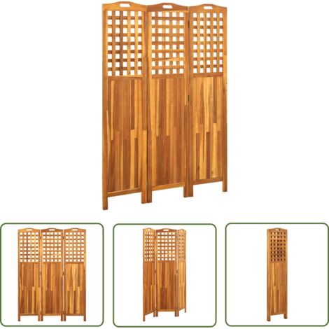INLIFE Cloison de séparation 3 panneaux 121x2x170 cm Bois d'acacia