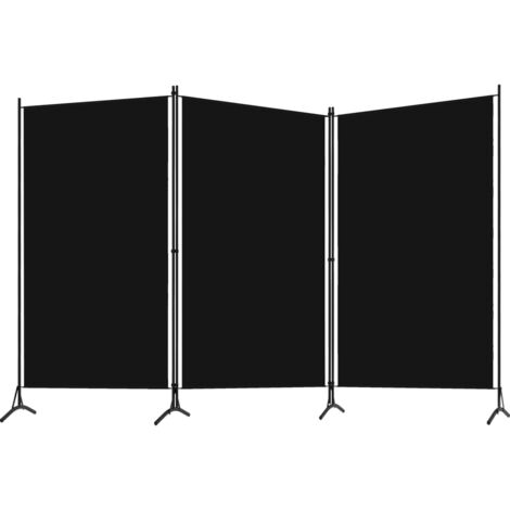 INLIFE Cloison de séparation 3 panneaux Noir 260x180 cm