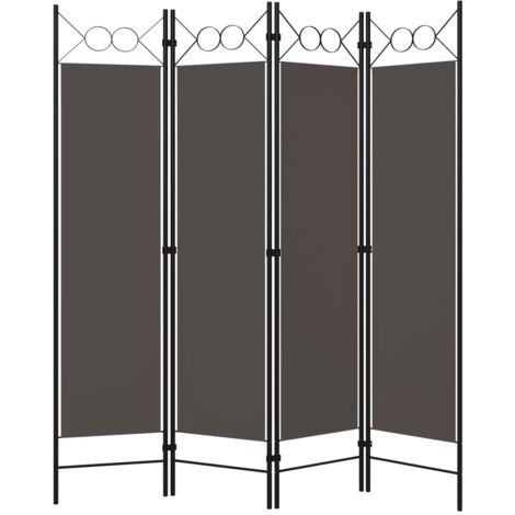 INLIFE Cloison de séparation 4 panneaux Anthracite 160 x 180 cm