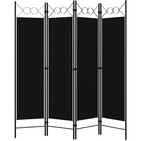 INLIFE Cloison de séparation 4 panneaux Noir 160 x 180 cm
