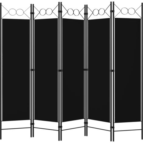 INLIFE Cloison de séparation 5 panneaux Noir 200x180 cm