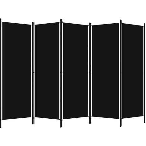INLIFE Cloison de séparation 5 panneaux Noir 250x180 cm