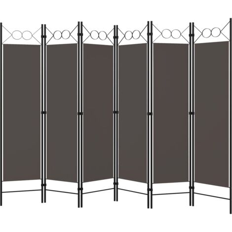 INLIFE Cloison de séparation 6 panneaux Anthracite 240x180 cm