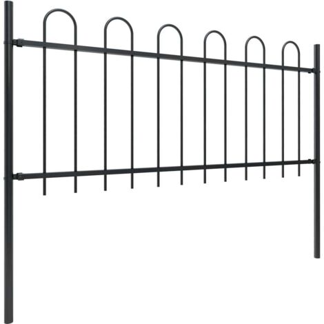 INLIFE Clôture de jardin avec dessus en cerceau Acier 1,7 m Noir