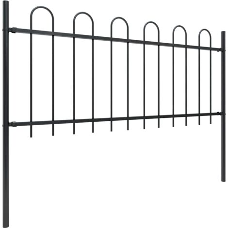 INLIFE Clôture de jardin avec dessus en cerceau Acier 3,4 x 0,8 m Noir