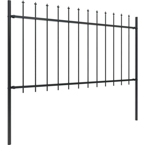 INLIFE Clôture de jardin avec dessus en lance Acier 1,7 x 1 m Noir